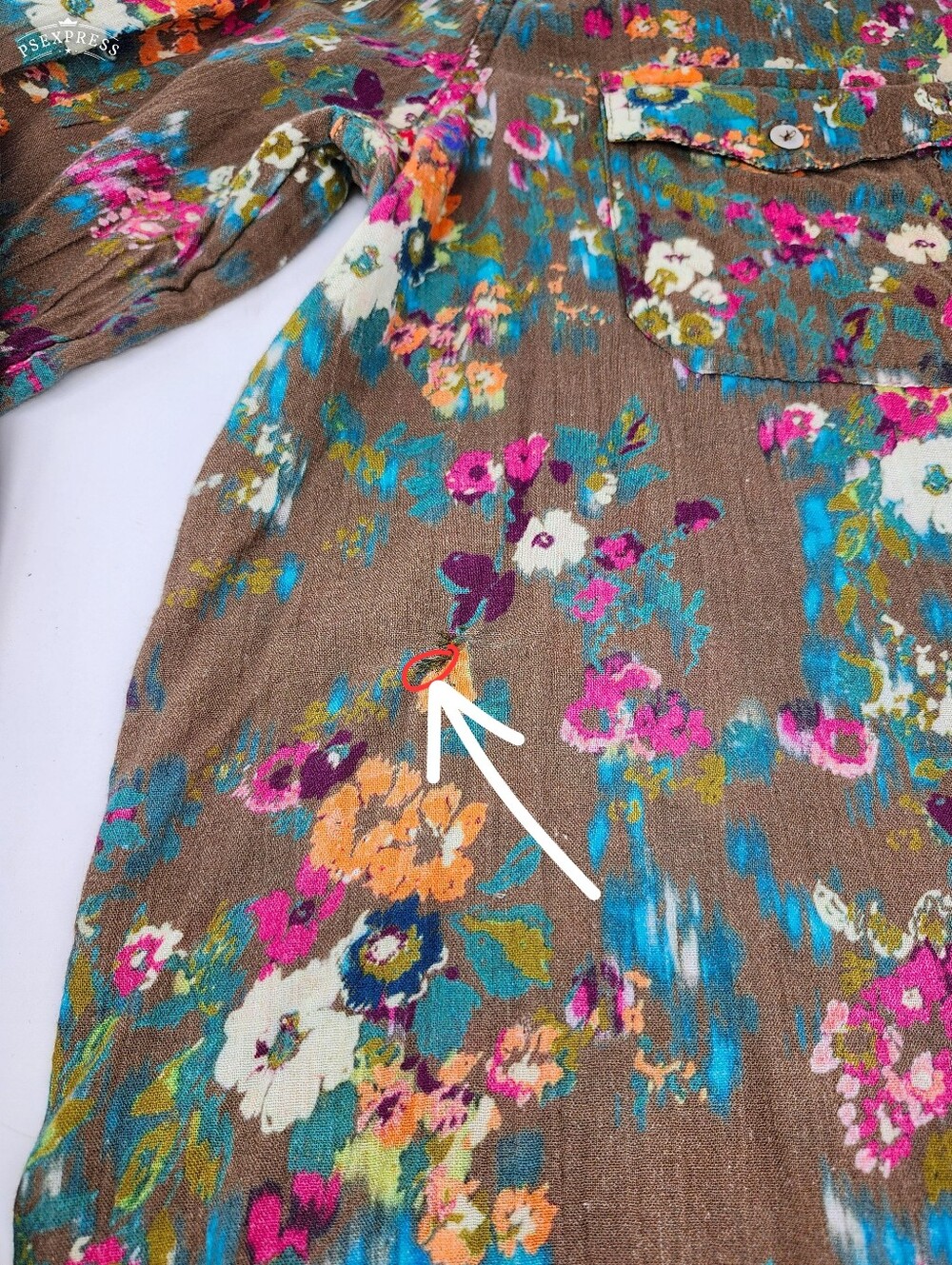 Sundance Olive Floral Joy 100% Cotton Lighweight Long Sleeve Button Down Blouse - Picture 10 of 11